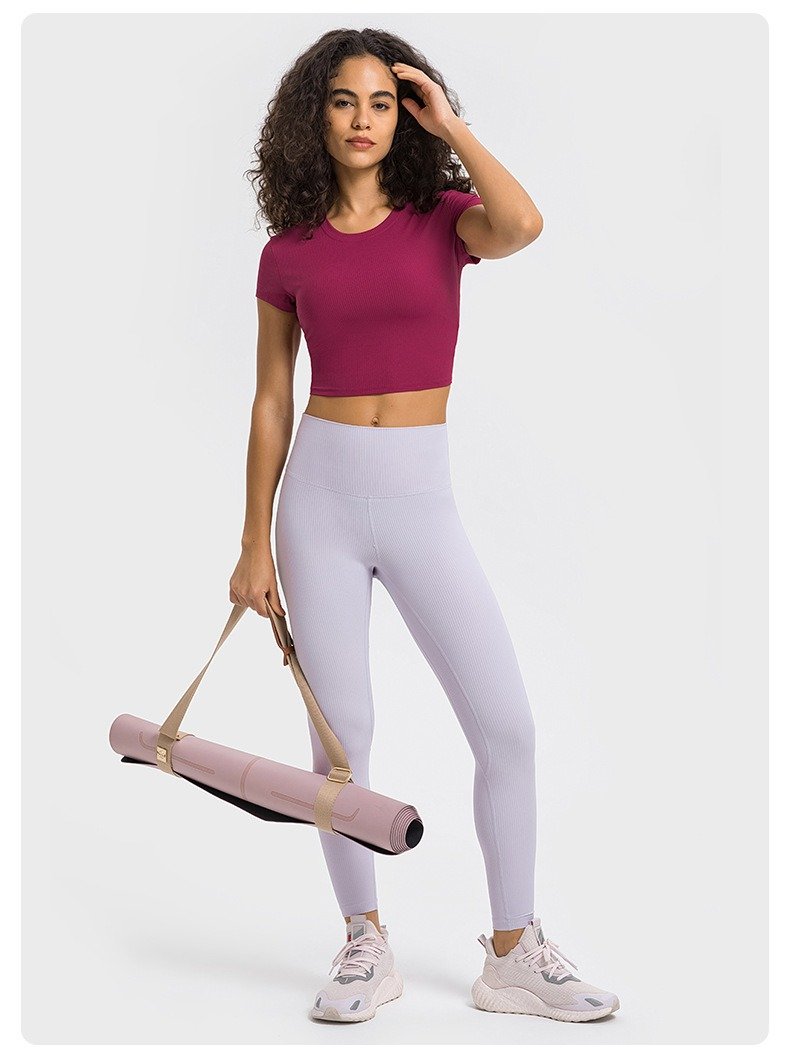 High-quality yoga pants showcasing fabric detail and stitching